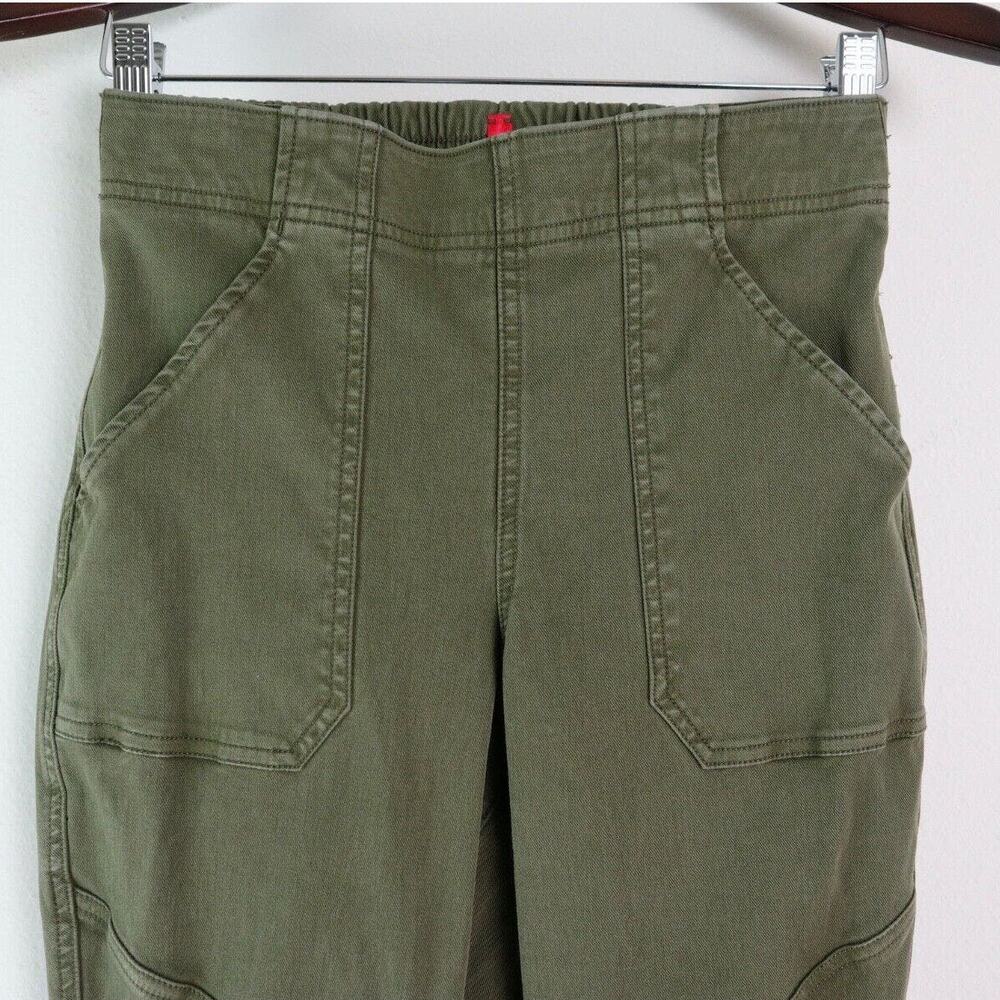 Spanx Size S Stretch Twill Cargo Jogger Pants Darkened Olive Green - Picture 3 of 10